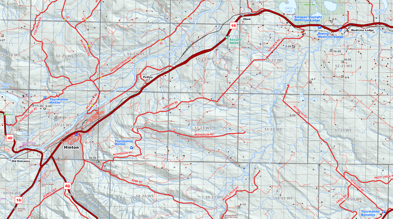 Drayton Valley Oilfield Wall Map (1:175K) - 52"W x 36"H