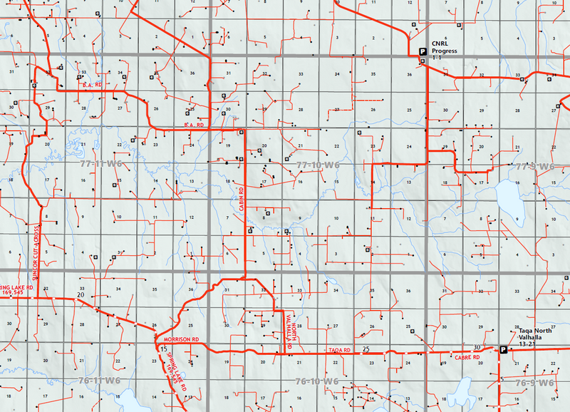 Saddle Hills Oilfield Map (1:100K) - 36"W x 24"H