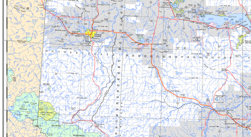 Alberta Provincial Base Map - 32"W x 50"H