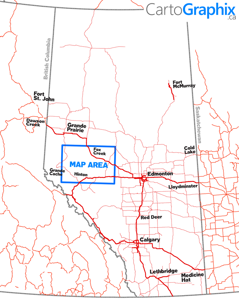 Fox Creek Oilfield Wall Map (1:150K) - 52"W x 36"H
