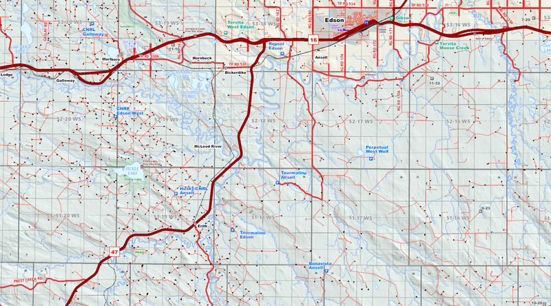 Drayton Valley Oilfield Wall Map (1:175K) - 52"W x 36"H