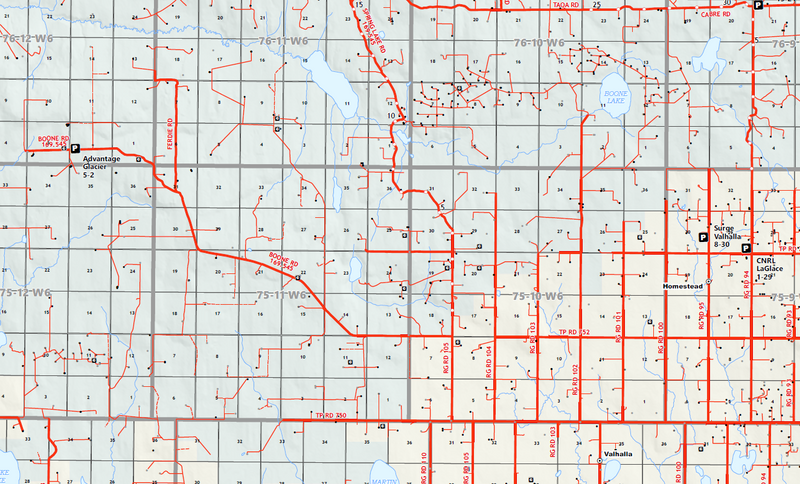 Saddle Hills Oilfield Map (1:100K) - 36"W x 24"H