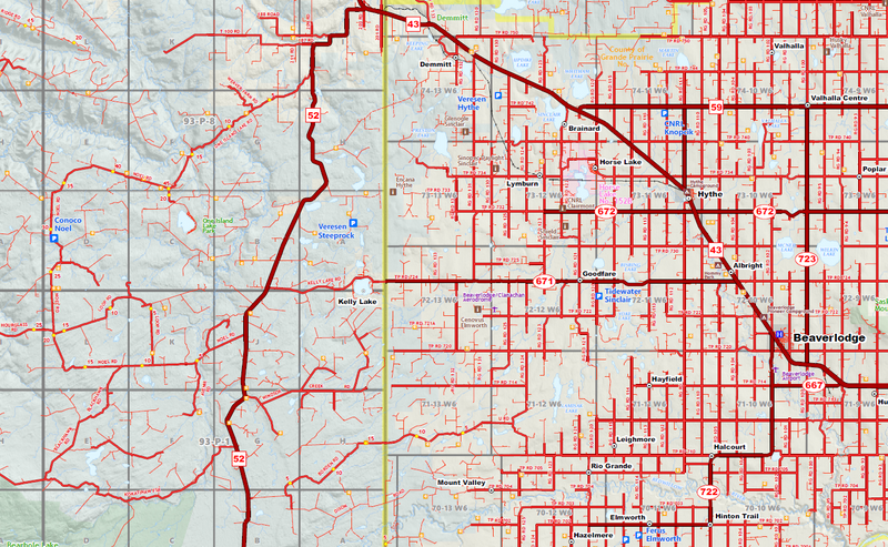 Peace Region Oilfield Wall Map (1:250K) - 70"W x 65"H