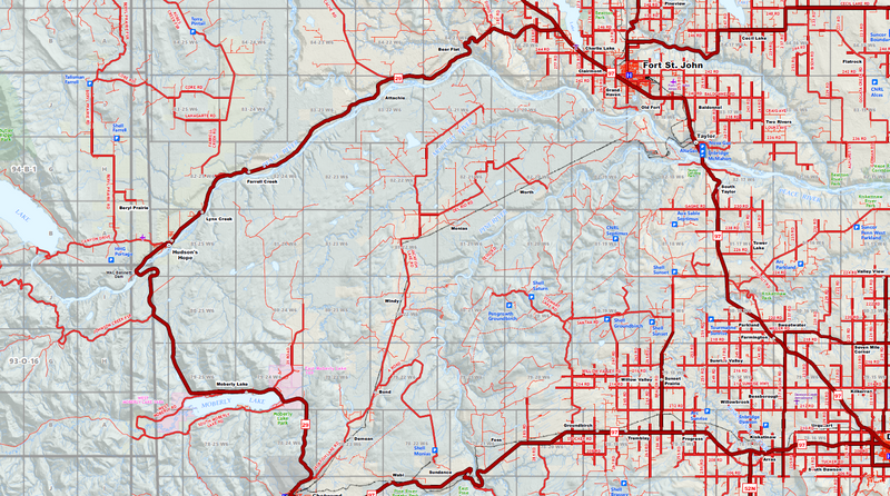 NE BC / NW Alberta Oilfield Wall Map (1:350K) - 71"W x 90"H