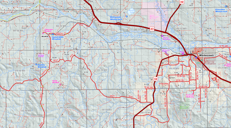 Fox Creek Oilfield Wall Map (1:150K) - 52"W x 36"H