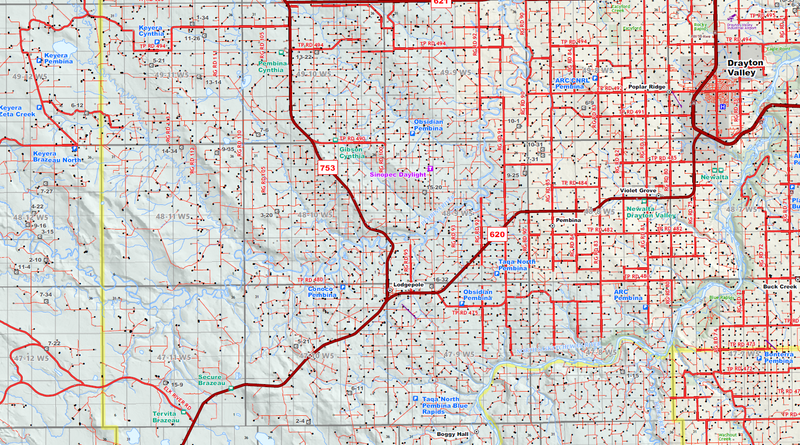 Drayton Valley Oilfield Wall Map (1:175K) - 52"W x 36"H