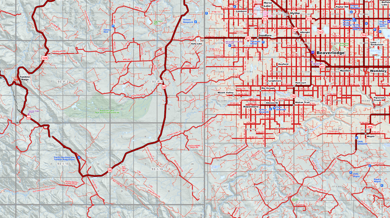 NE BC / NW Alberta Oilfield Wall Map (1:350K) - 71"W x 90"H