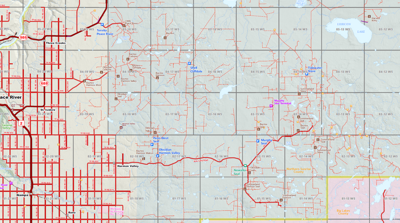 Peace Region Oilfield Wall Map (1:250K) - 70"W x 65"H