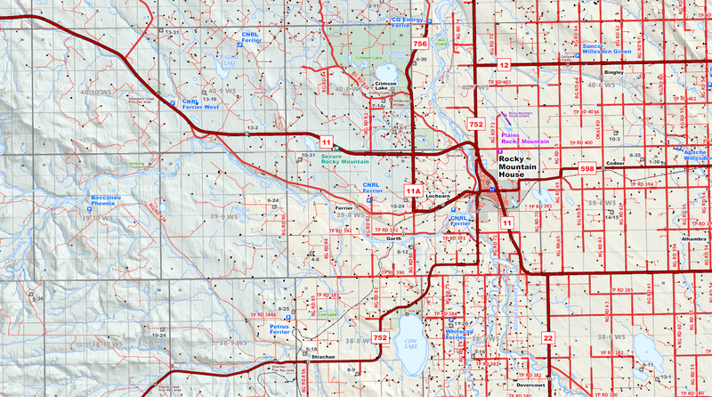 Drayton Valley Oilfield Wall Map (1:175K) - 52"W x 36"H