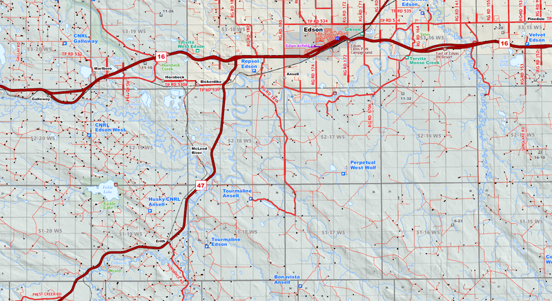 Fox Creek Oilfield Wall Map (1:150K) - 52"W x 36"H