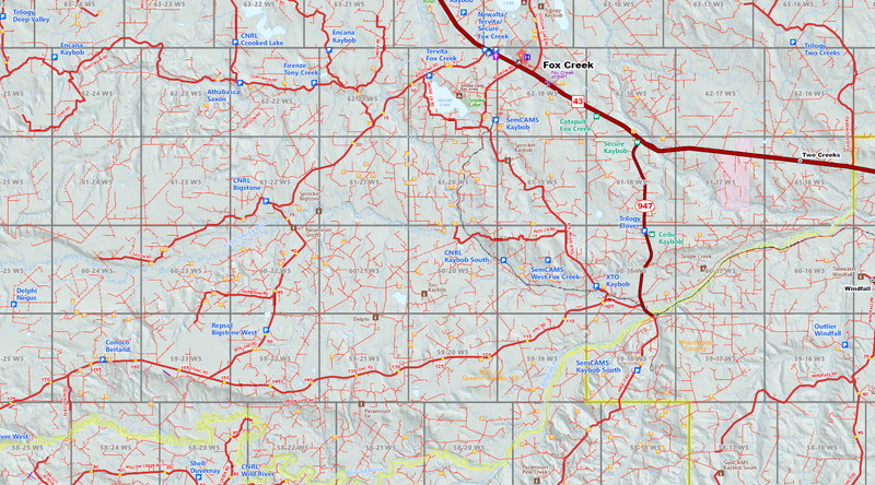 Peace Region Oilfield Wall Map (1:250K) - 70"W x 65"H