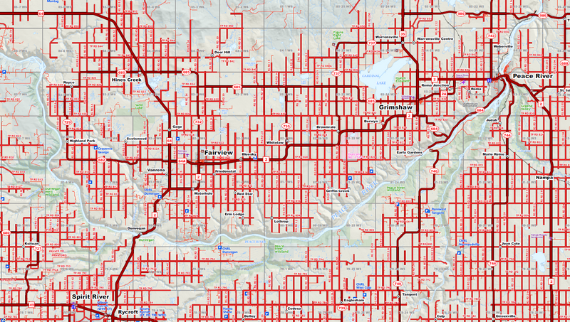 NE BC / NW Alberta Oilfield Wall Map (1:350K) - 71"W x 90"H