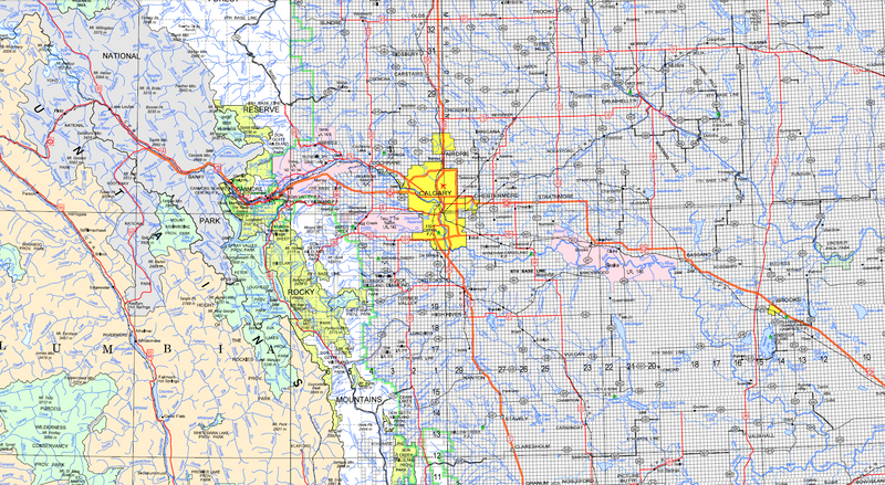 Alberta Provincial Base Map - 32"W x 50"H