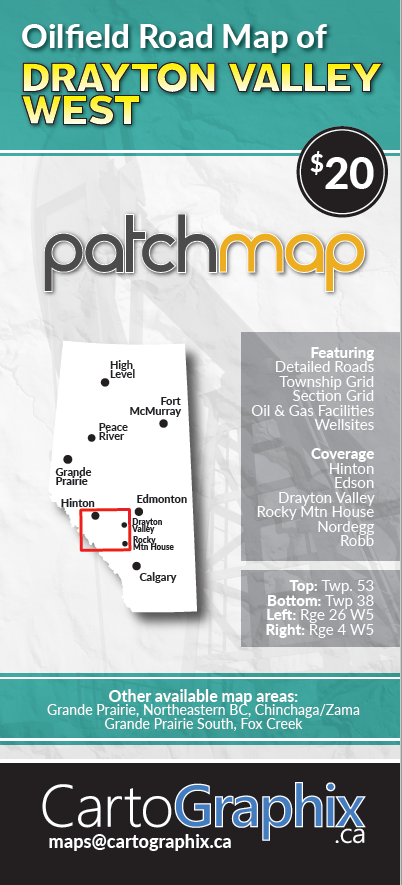 Drayton Valley West Oilfield Road Map (Folded) - 4"W x 9"H