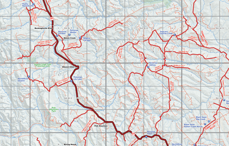 Fort Nelson Oilfield Road Map (Folded) - 4"W x 9"H