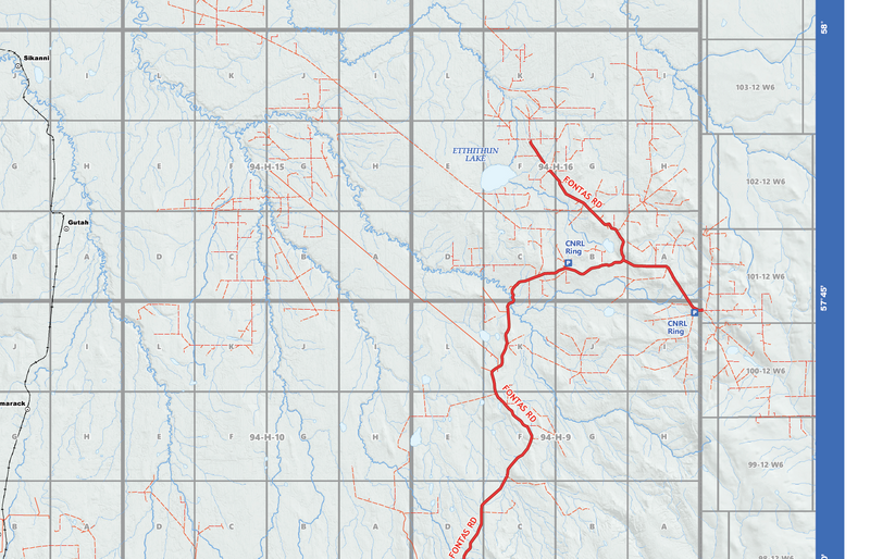 Fort Nelson Oilfield Road Map (Folded) - 4"W x 9"H
