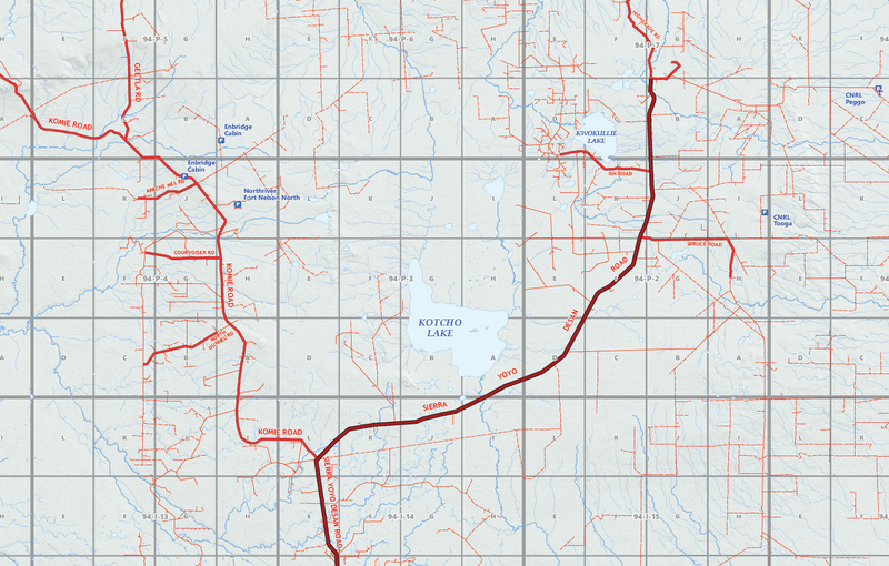 Fort Nelson Oilfield Road Map (Folded) - 4"W x 9"H