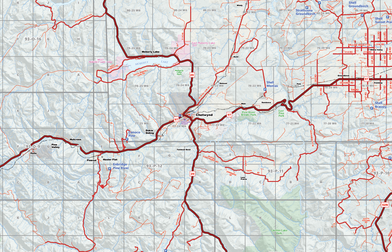 Fort St. John Oilfield Road Map (Folded) - 4"W x 9"H