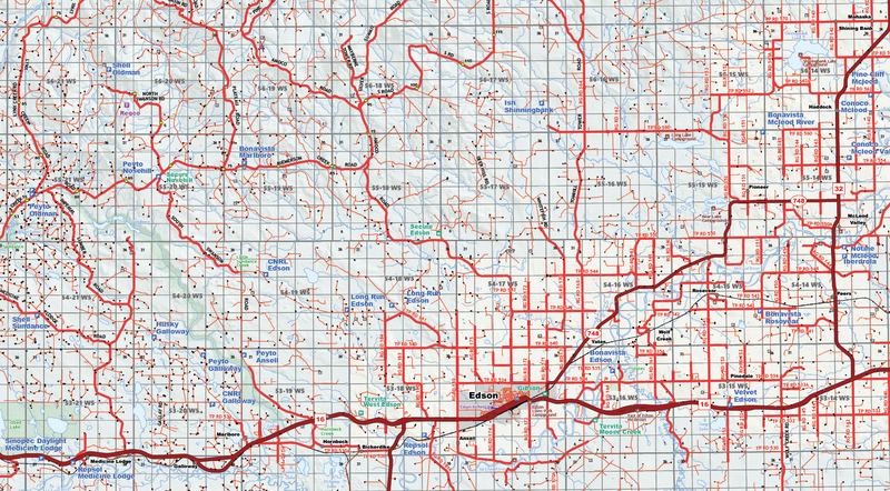 Fox Creek West Oilfield Road Map (Folded) - 4"W x 9"H