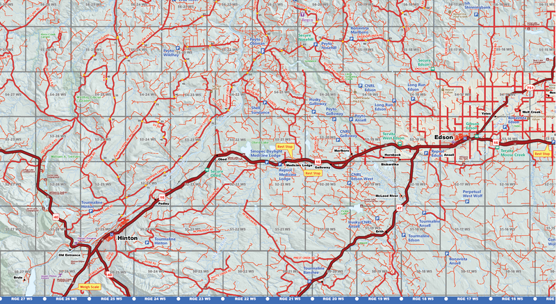 Grande Prairie Oilfield Road Map (Folded) - 4"W x 9"H