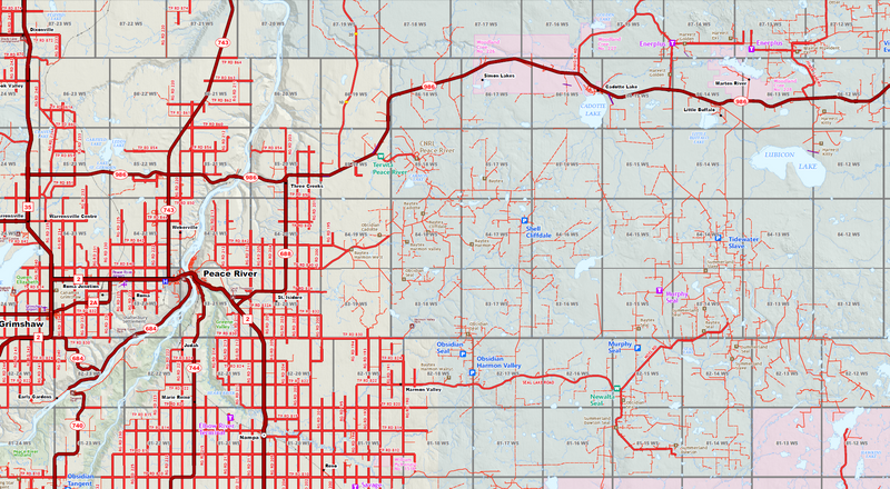 Grande Prairie Oilfield Road Map (Folded) - 4"W x 9"H