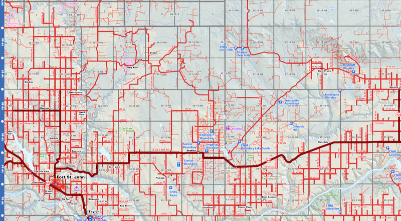 Grande Prairie Oilfield Road Map (Folded) - 4"W x 9"H