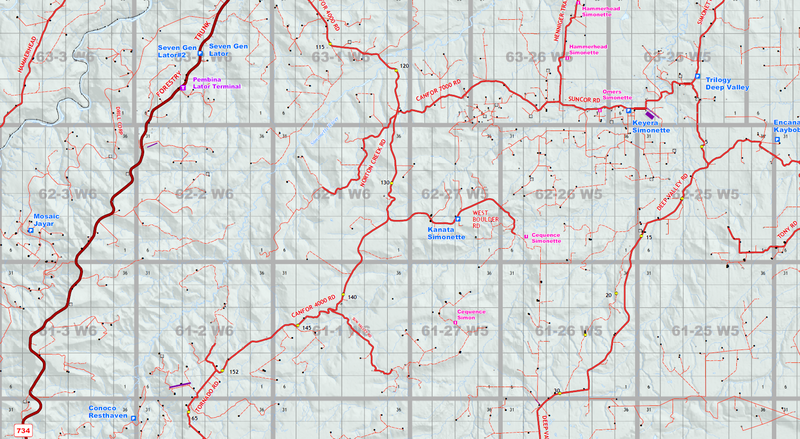 Grande Prairie South Oilfield Wall Map (1:150K) - 36"W x 40"H