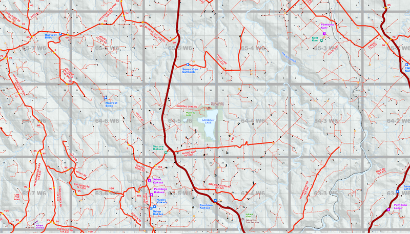 Grande Prairie Oilfield Wall Map (1:175K) - 36"W x 63"H