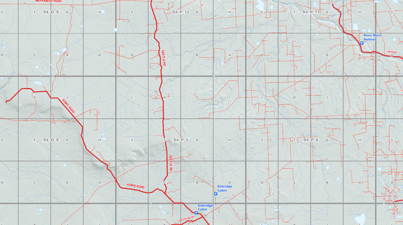 NE BC Oilfield Wall Map (1:300K) - 36"W x 85"H